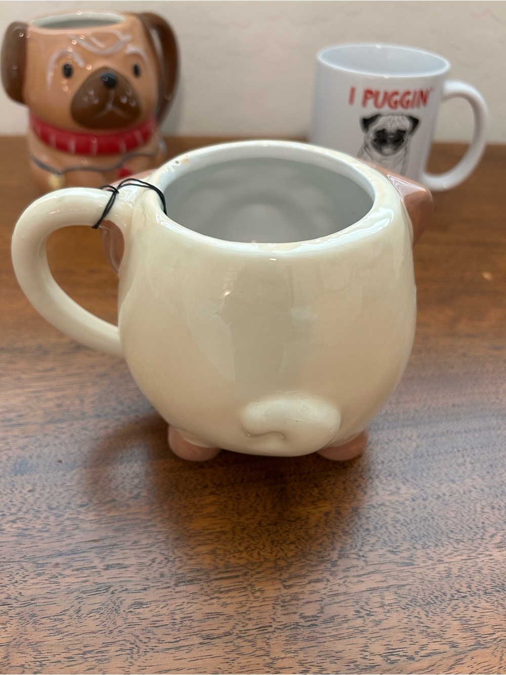 Pug Dog Ceramic Mug Trio - Brown & Cream Pug Mugs - Picture 4 of 11